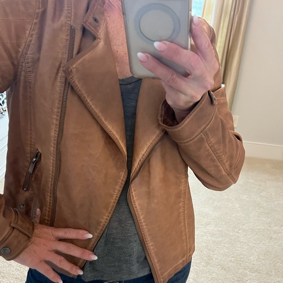 Bagatelle faux leather brown motorcycle jacket Size M - Picture 3 of 9